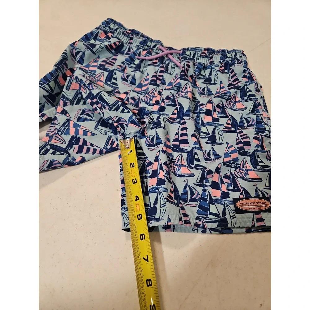 Vineyard Vines Youth sz M Blue Regatta Sailboats Swim Trunks *LINER Cut Out(1883